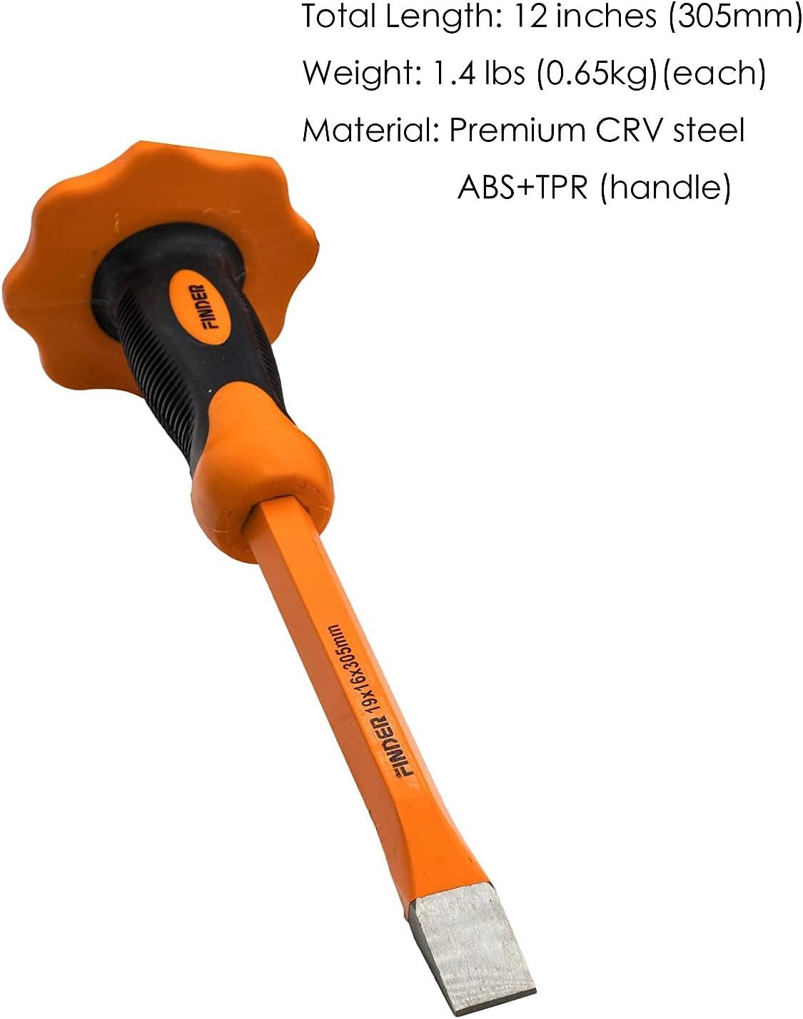 Finder 12Inch Heavy Duty Flat Chisel with Hand Protection Flat Head