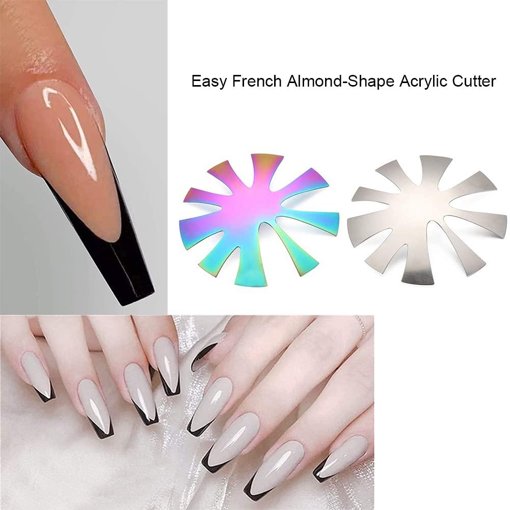 French Tip Stencil Nail Cutter Metal Set of 4 Almond Shape Round
