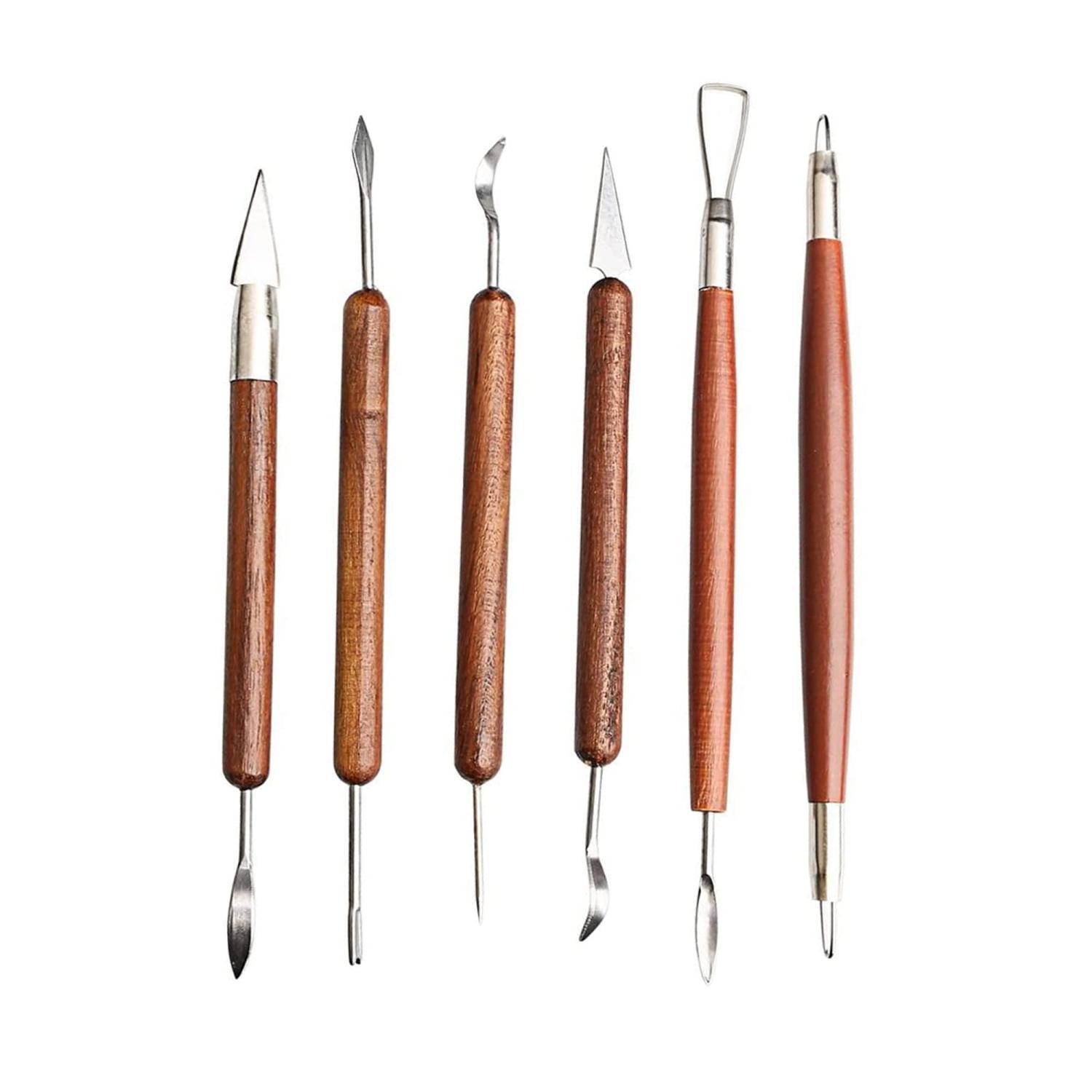 Clay Sculpting Tools, 6 PCS Double-Ended Stainless Steel Polymer Clay Tools,  Wooden Handle Pottery Tools for Embossing, Carving Tools and Supplies -  Yahoo Shopping