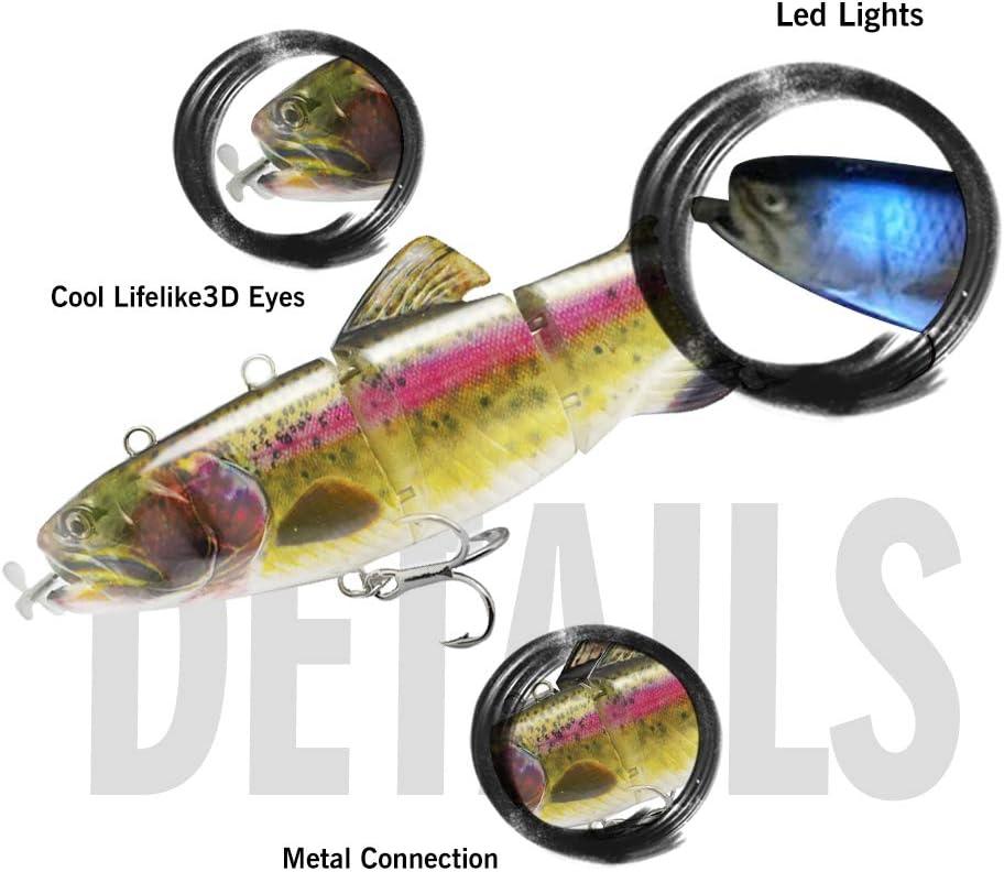 ods lure Robotic Swimming Lure USB Rechargeable LED Light 4-Segement Multi  Jointed Swimbait Electric Bait Fishing Tackle 387