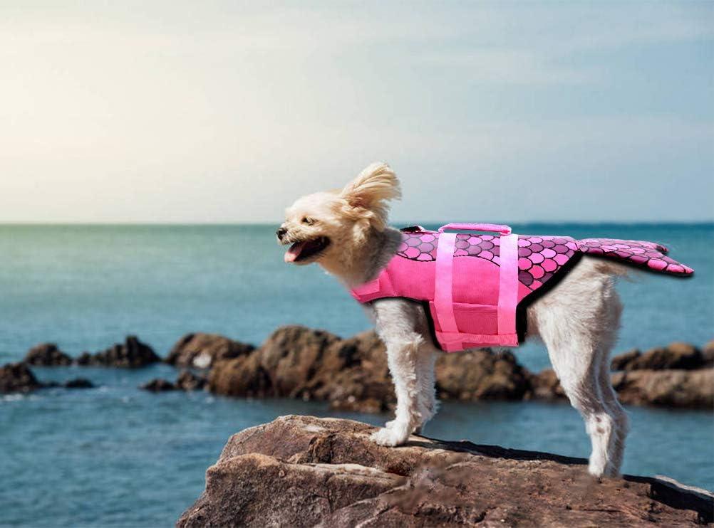 Mermaid Hot Pink Dog Life Jacket Portable Vest for Small, Medium