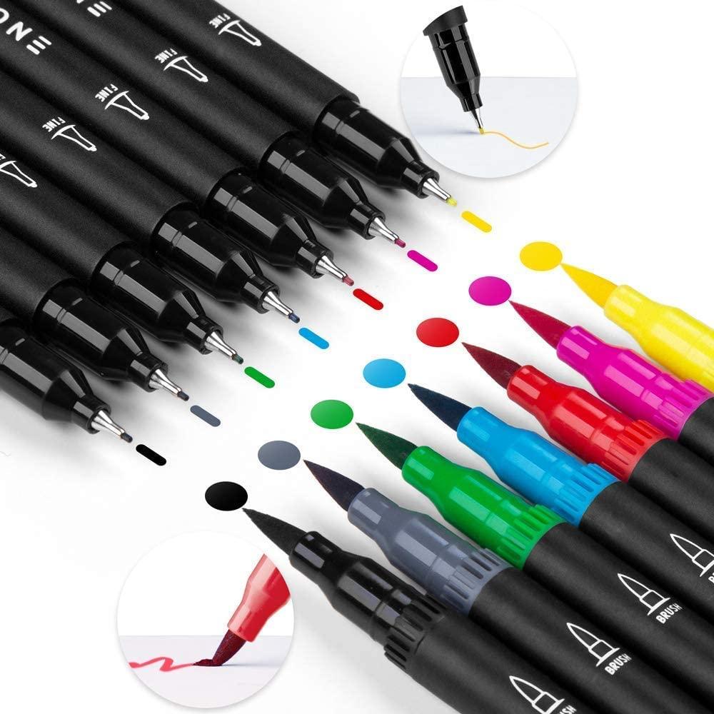 100 Colors Brush Tip Markers Dual Tip Water Color Oman