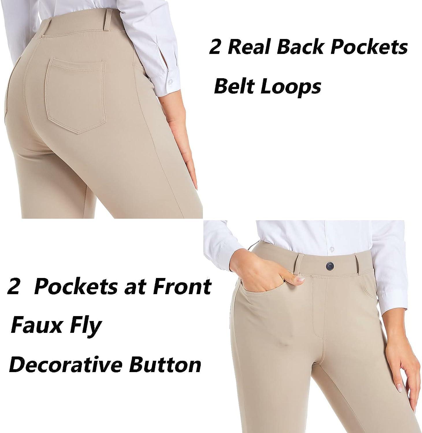 High Waisted Trousers Women's Stretch Ponte Dress Pants For Work  High- Waisted, Tummy Control, With Pockets, Regular & Plus Women's Pants
