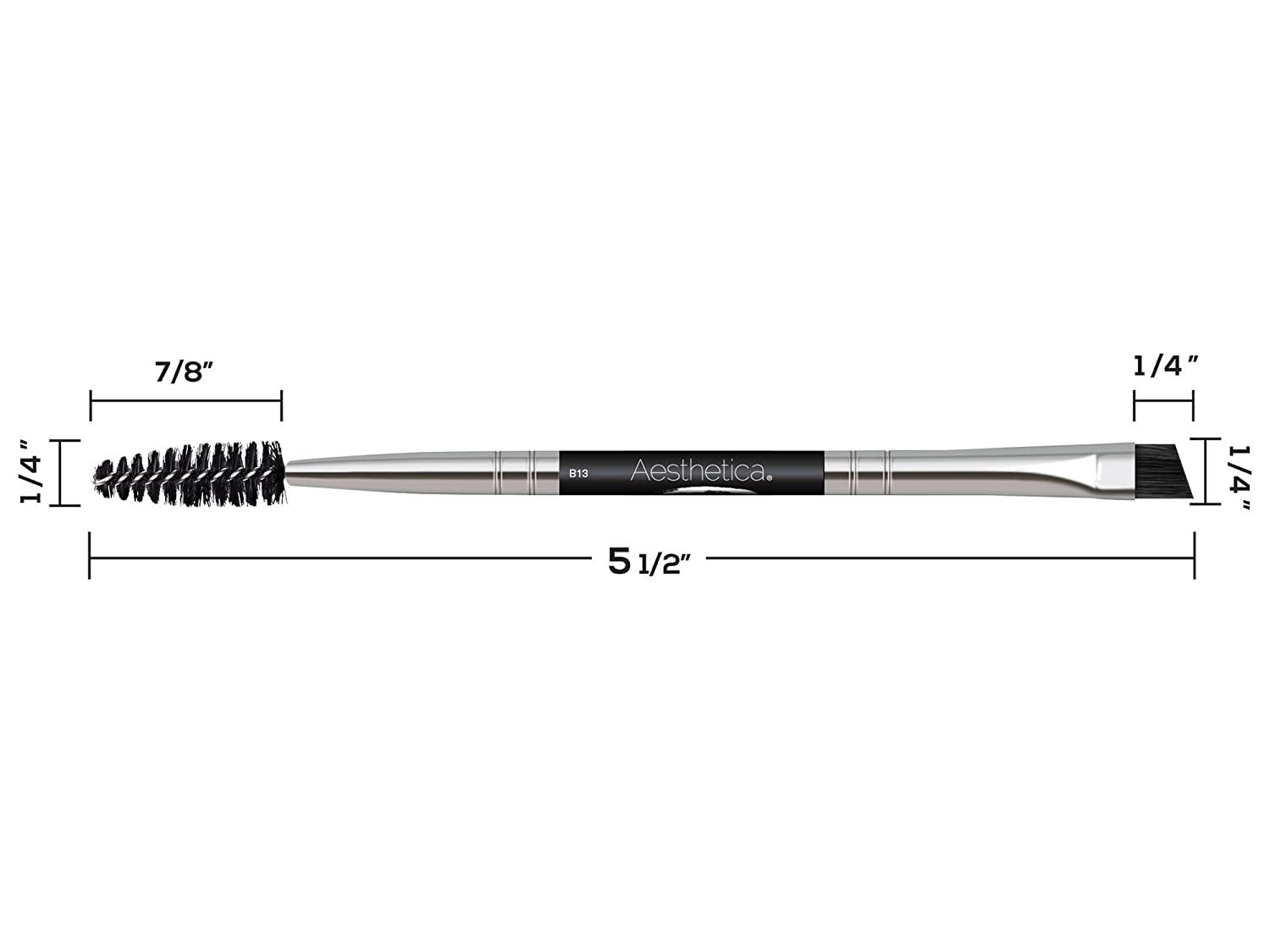 Aesthetica Pro Series Double Ended Eyebrow Brush & Spoolie Angled