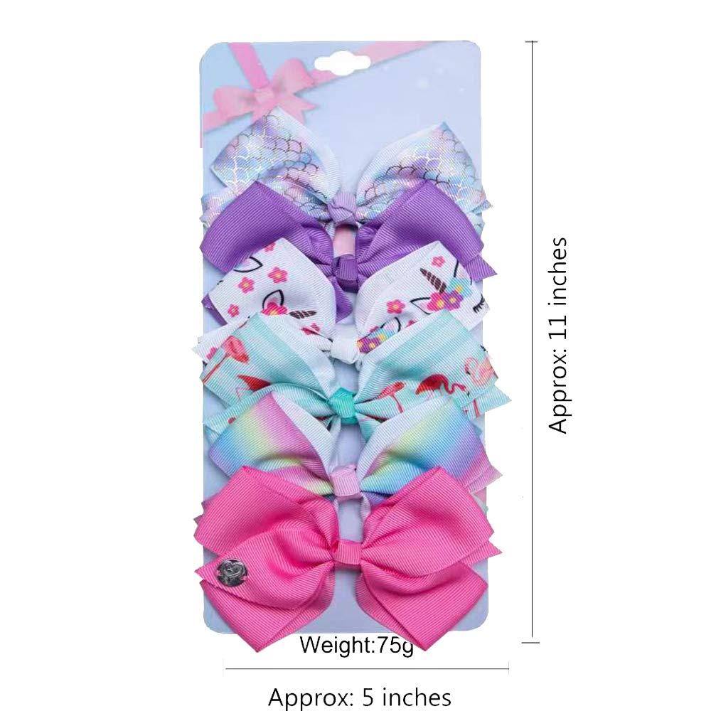 Babyhug Hair Clips with Rainbow Unicorn and Mermaid Applique Pack of 10 - Sky Blue Yellow and Pink
