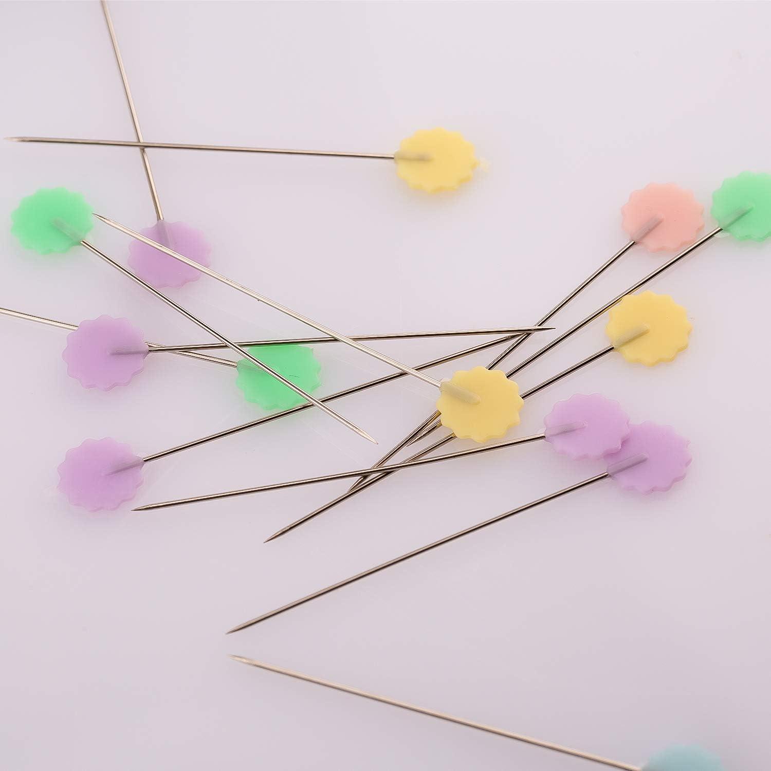 LUTER 200pcs Flat Flower Head Pins with a Storage Box Quilting