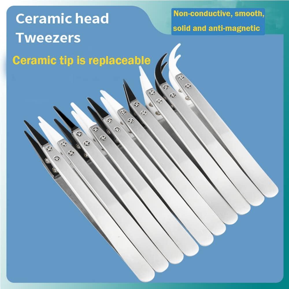 Head changeable ceramic tweezers high temperature acid alkali