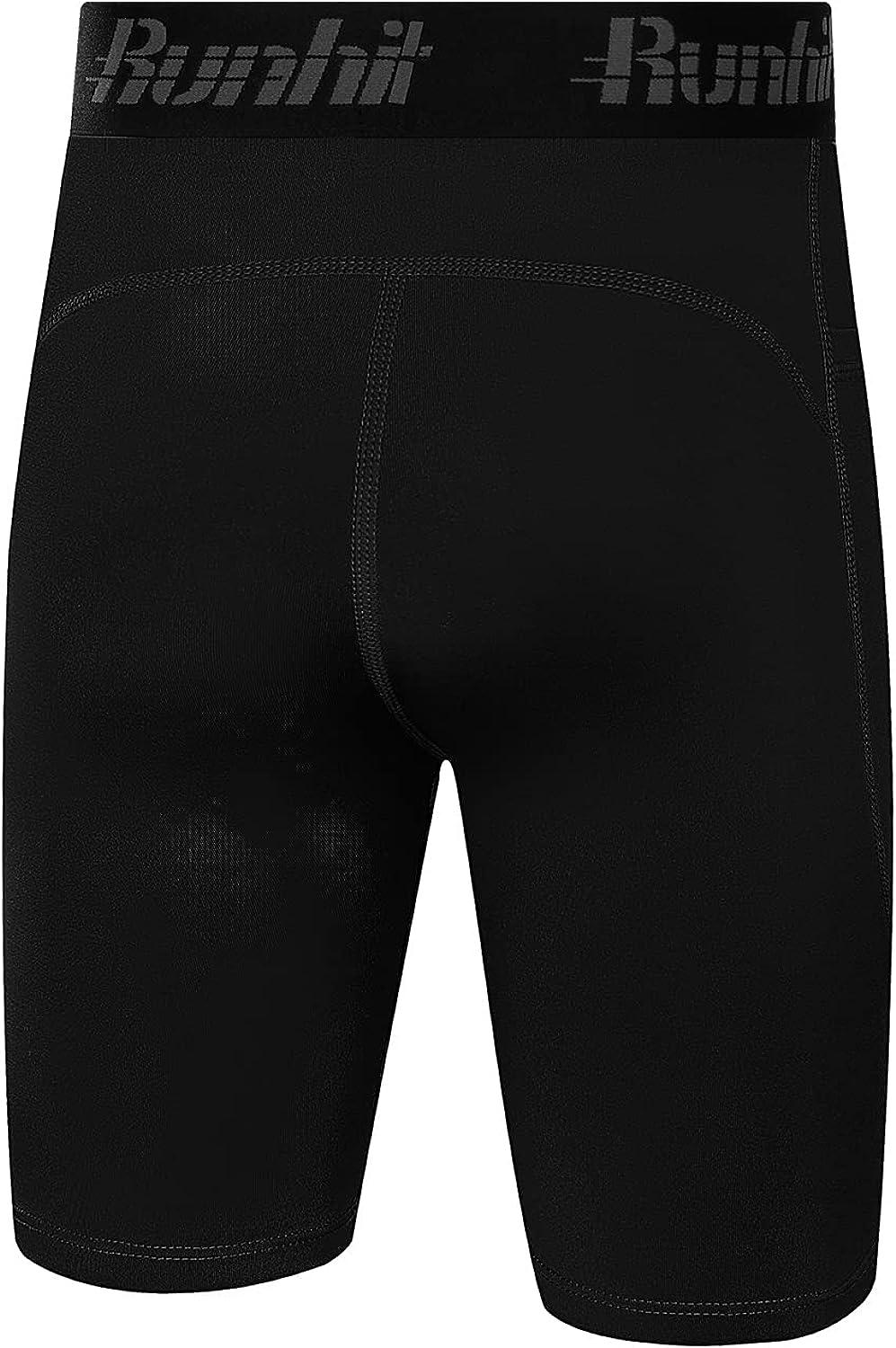 Runhit Pantaloncini Compressione Ragazzo - Strato Base Sportivo Con Tasca Laterale - Traspiranti E Elastici - 4