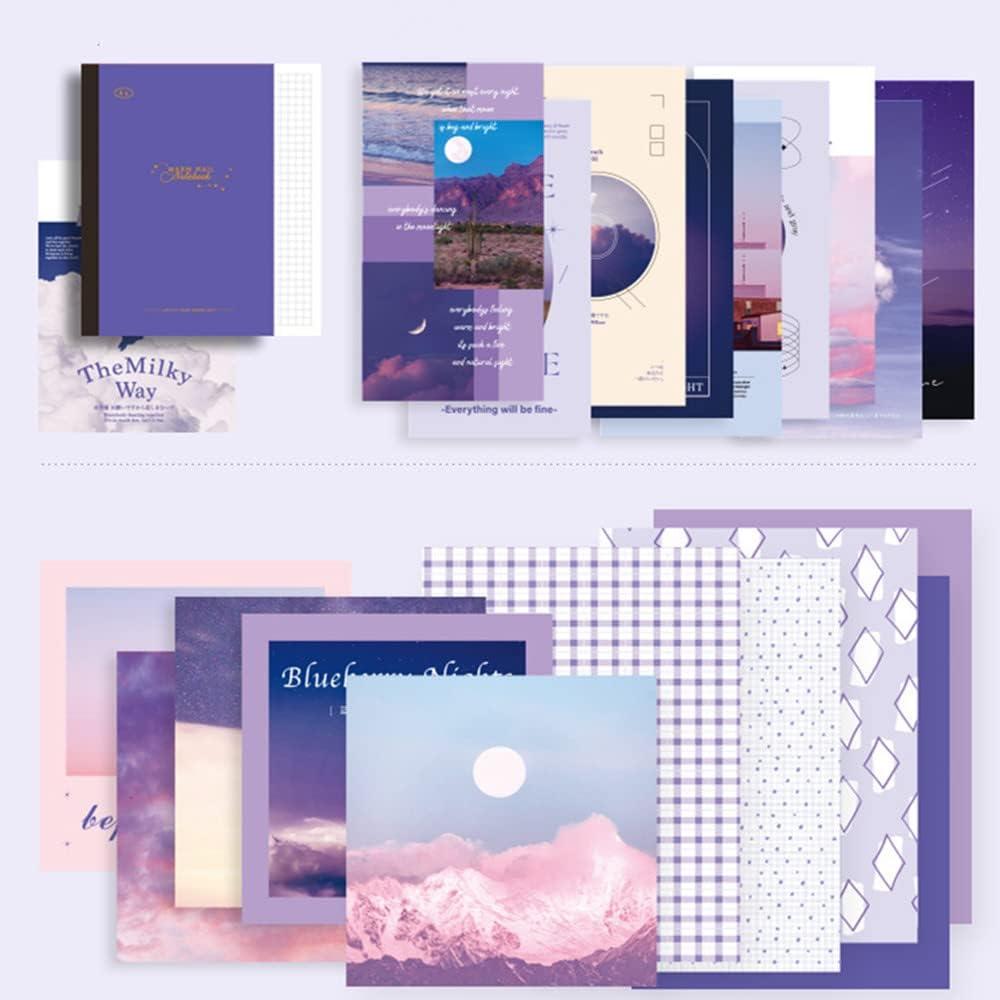 LA QUEENIE Aesthetic Scrapbook Kit,326pcs Scrapbooking Supplies Kit,Art  Journaling Supplies with Stationery,A6 Grid Notebook,Scrapbook Gift for  Teen Girl Kid(Purple) purple B