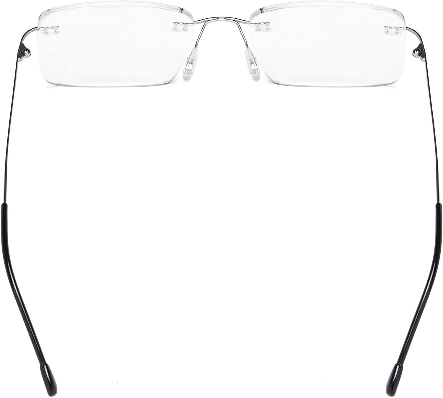 Eyekepper Men's Frameless Reading Glasses +3.00 Silver Rectangle