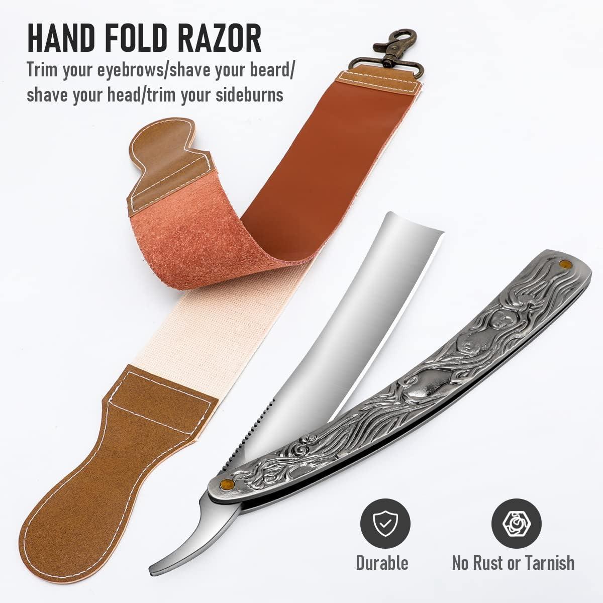 M&LD Professional Cut Throat Razor with Layer Cowhide Sharpener