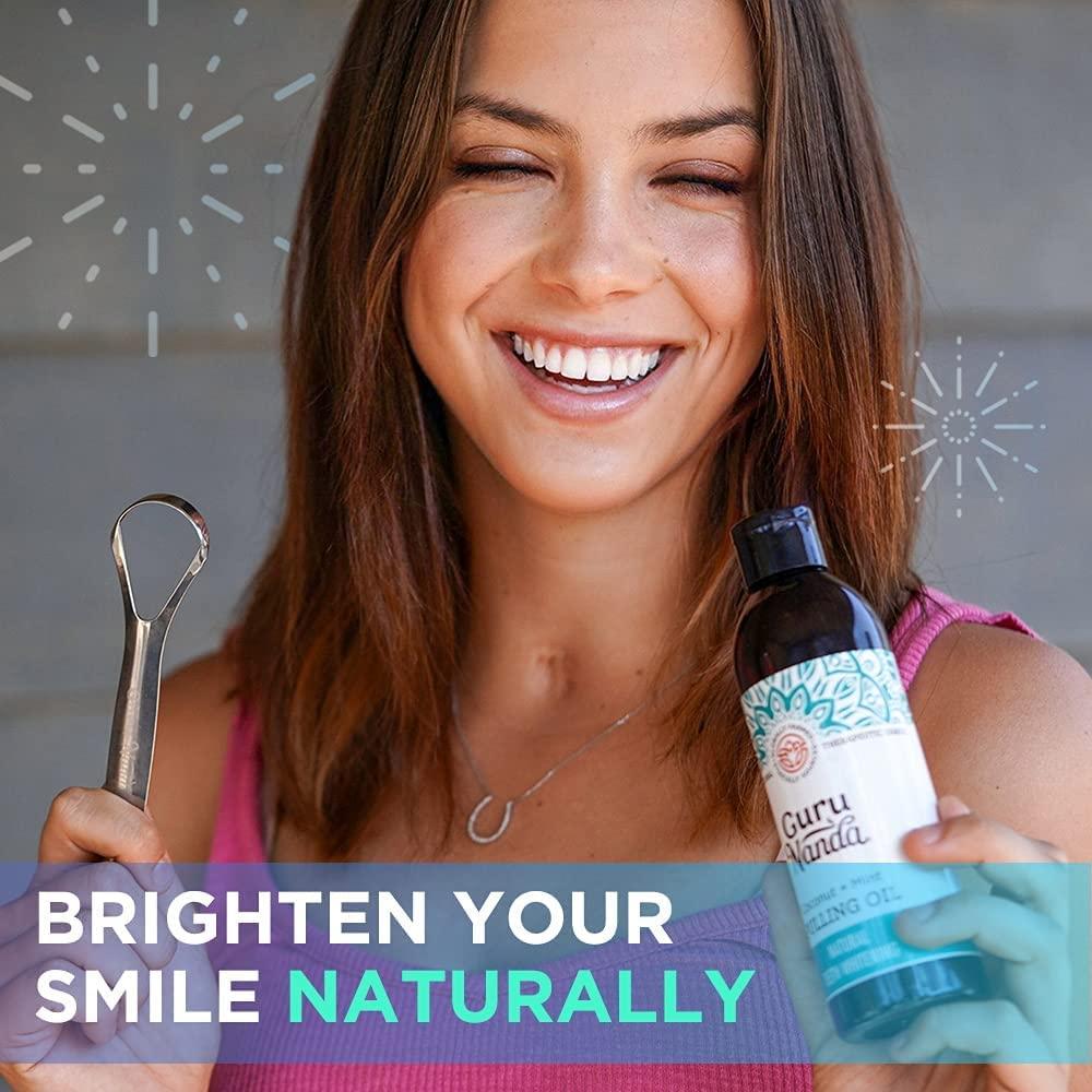 GuruNanda Whitening Pulling Oil with Coconut Oil & Peppermint Essential
