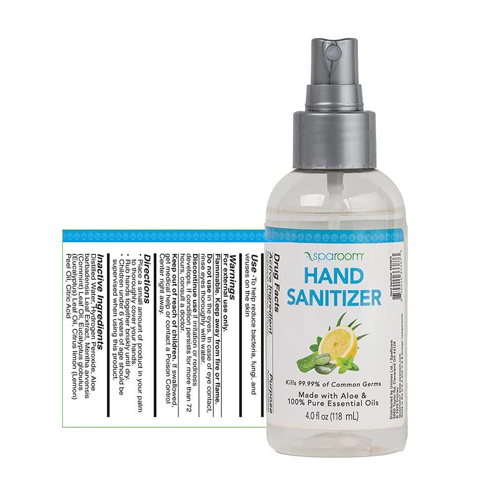SpaRoom Hand Sanitizer Spray 70 Alcohol with Aloe Vera & Essential