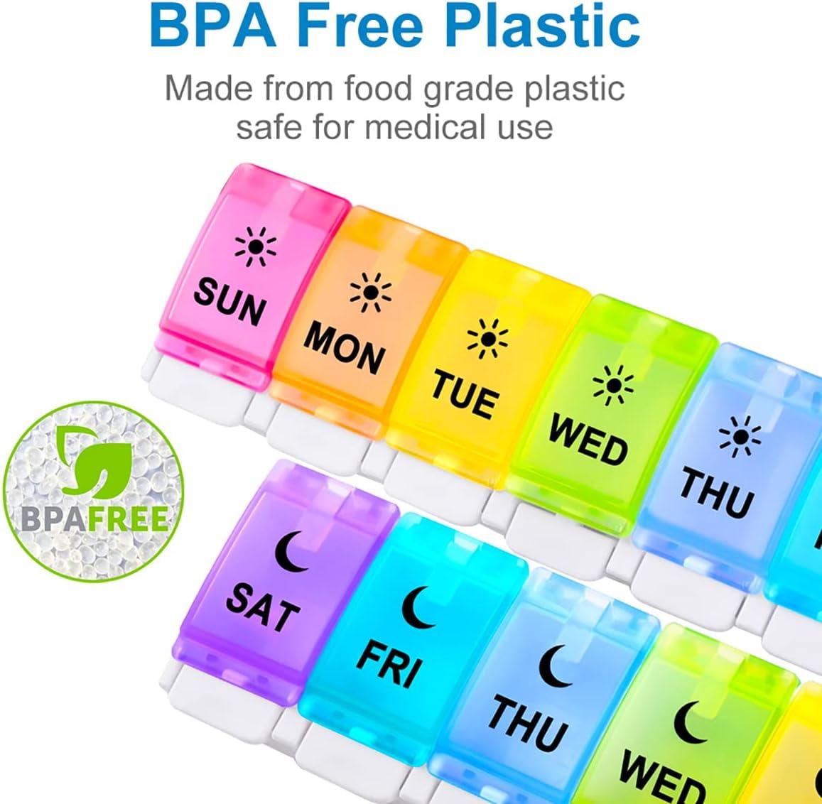 Easy Open Pill Organizer 2 Times a Day Large 7 Day Pill Box Twice a Day