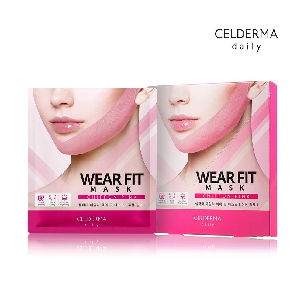CELDERMA Daily Wear Fit Mask Chiffon Pink 5pcs V Line Lifting