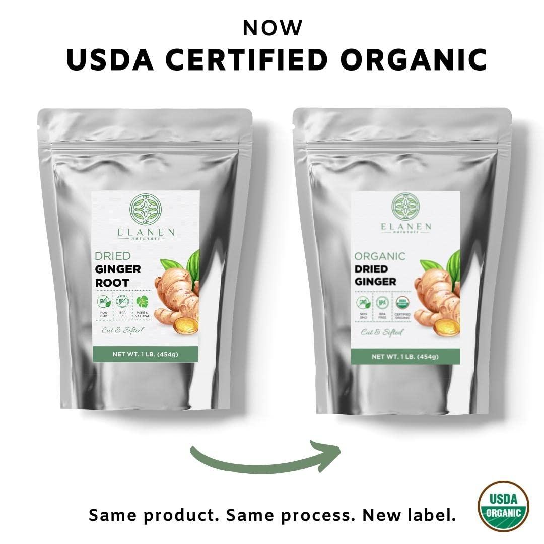 Organic Dried Ginger Root 1 lb. (16 oz.), USDA Certified Organic Ginger Root, Ginger Root Spice