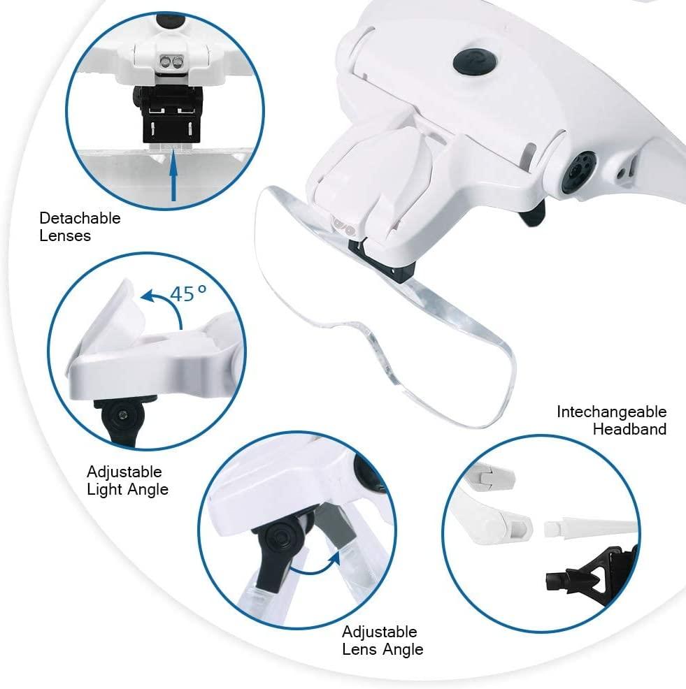 Magnifying Glasses with Light for Close Work, Rechargeable Magnifier