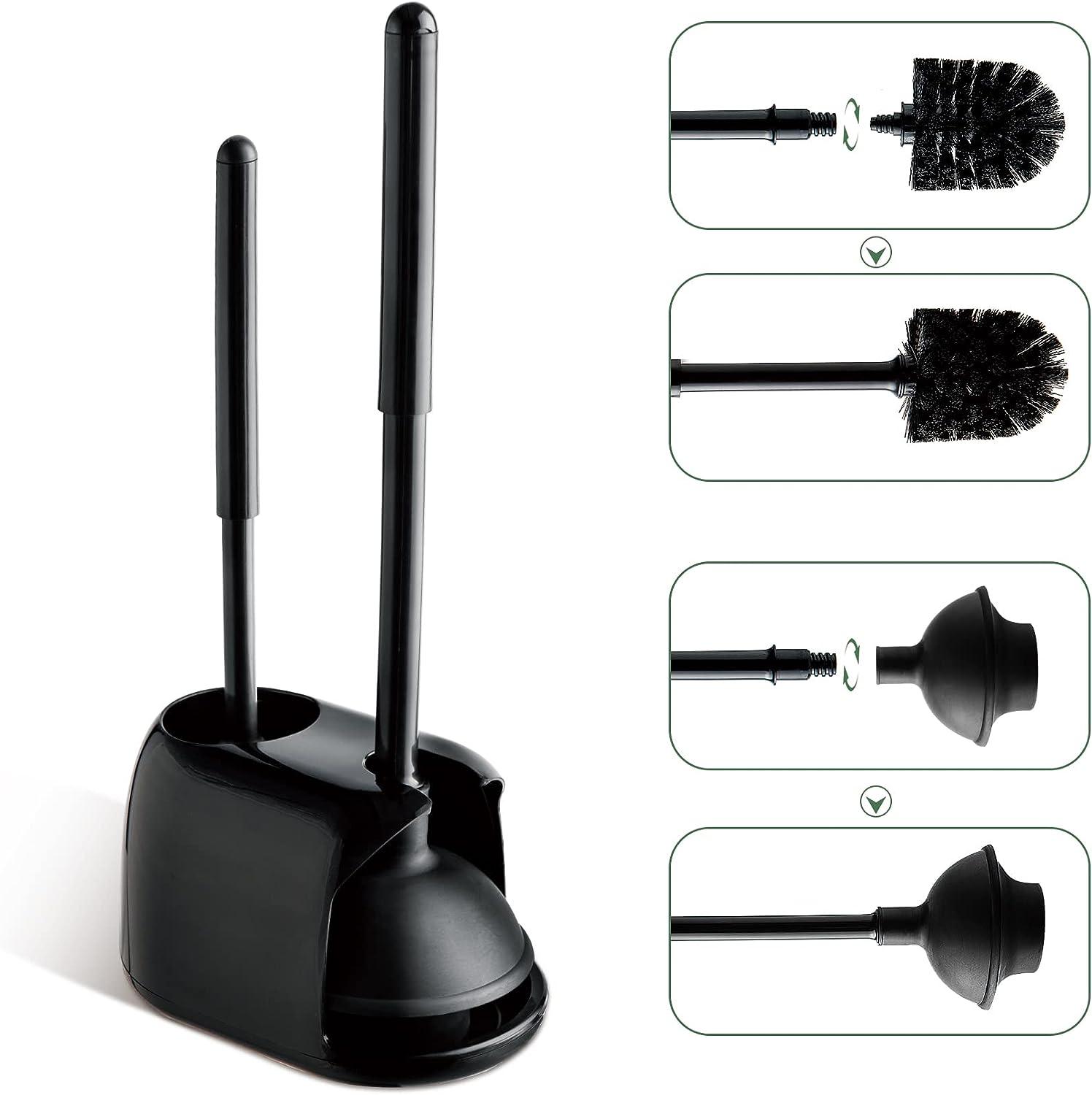 Eyliden 2-in-1 Toilet Plunger and Brush Set with Holder - Bathroom Cleaning Combo (Black) | Buy ...
