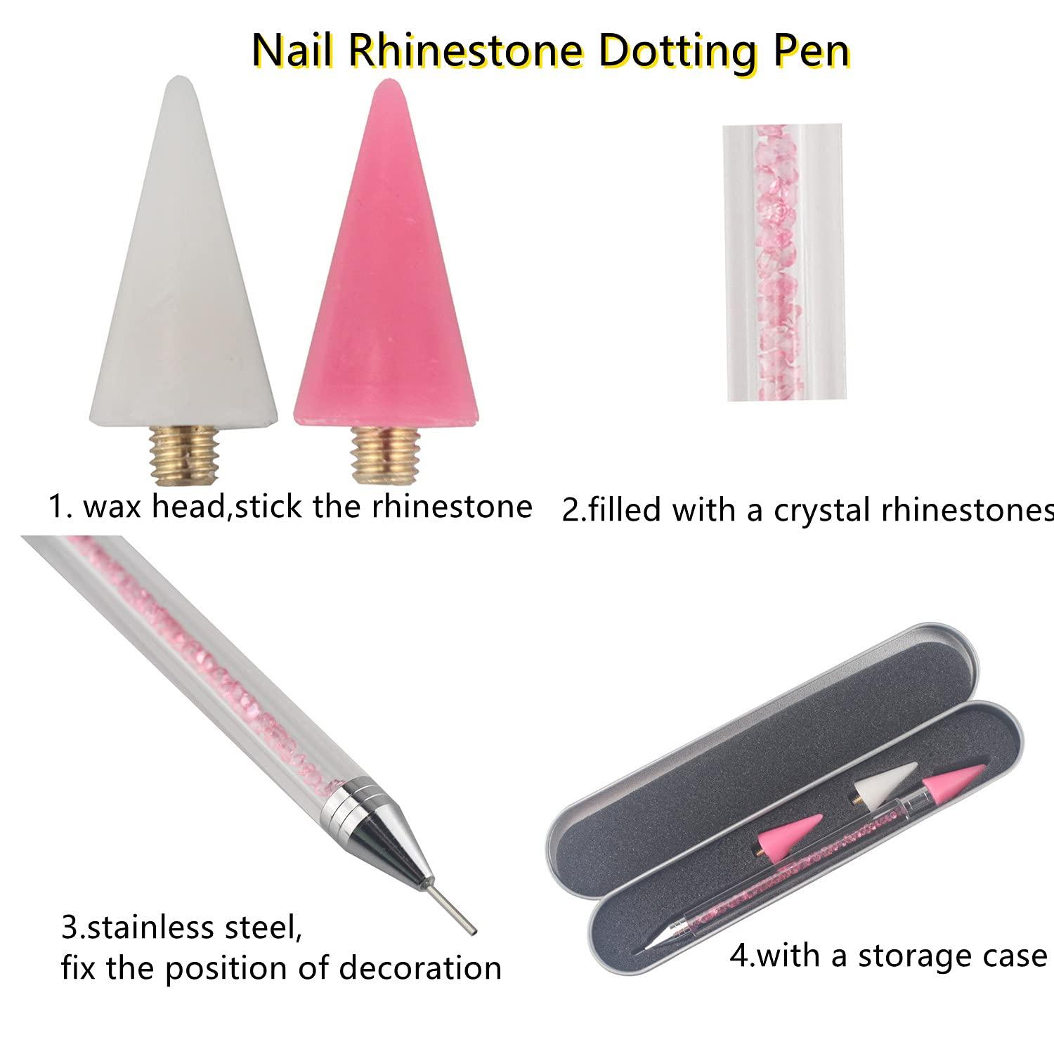 Nail Rhinestone Picker Dotting Pen, Wax Pencil for Rhinestones, Dual-ended  Rhinestone Gems Crystals Studs Picker Wax Pen for Nail Art DIY Decoration 