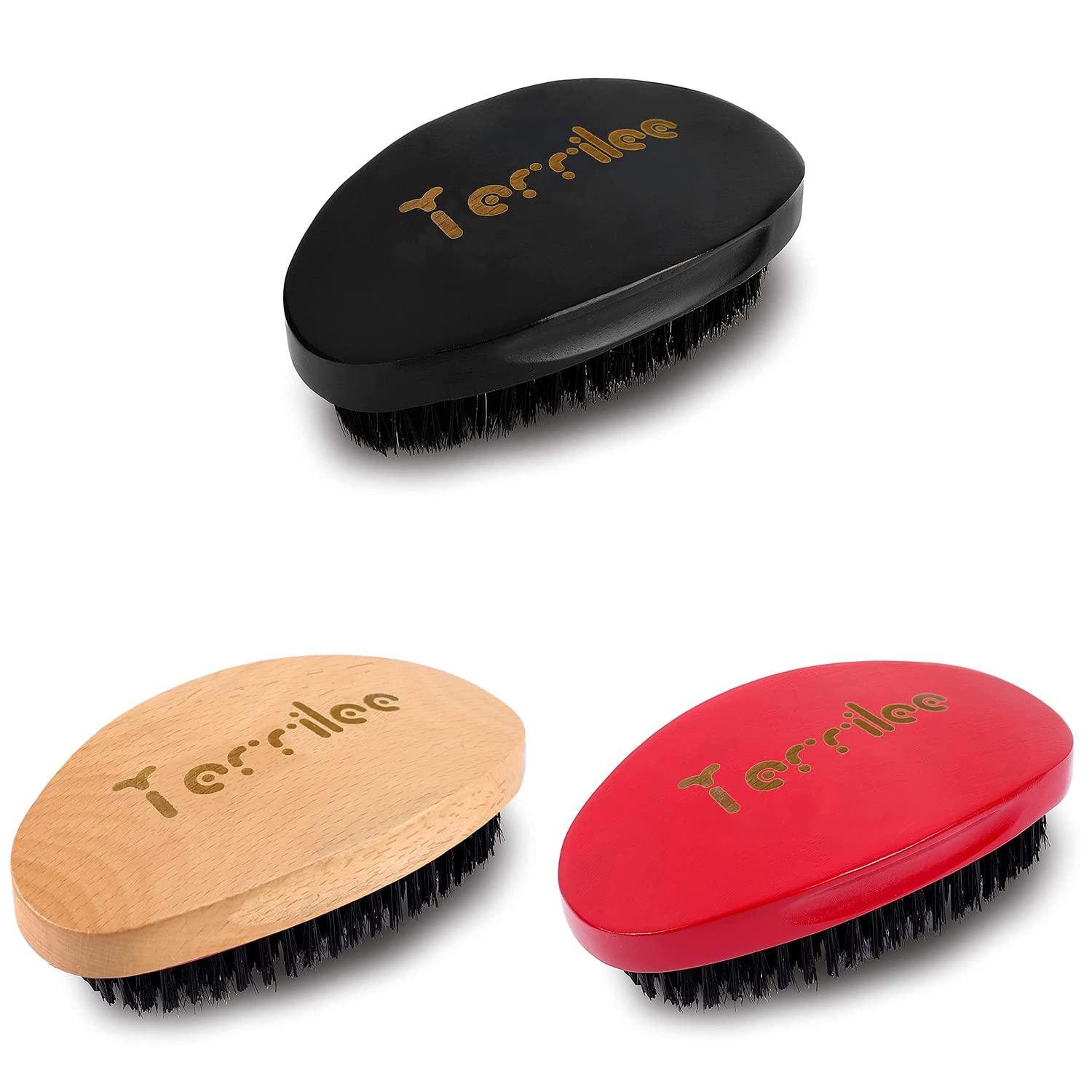 Premium Palm Wave Brush Medium Hard Palm Curved Wave Brush for Men Made with Nature Beech