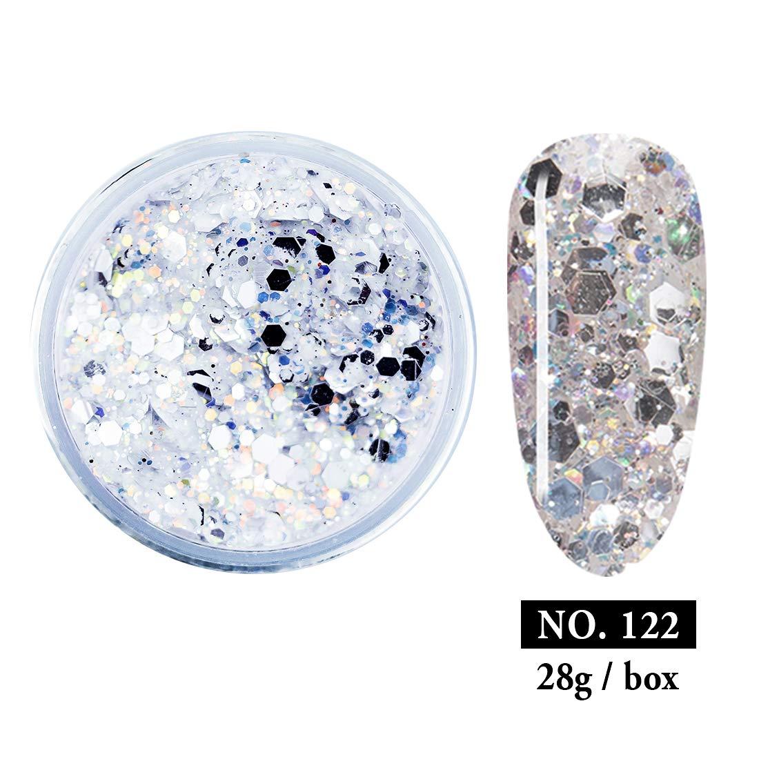 28g/Box Shine Silver Green Glitter Hexagon Sequins Paillette Dip Powder  Nails Dipping Nails Long-lasting Nails No UV Light Needed (HJ-ND064B-No.130)