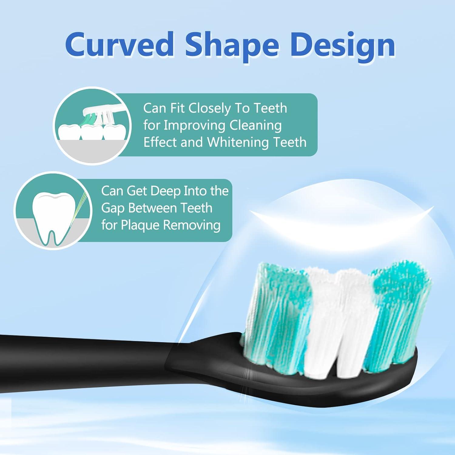 6 Pack Replacement Toothbrush Heads For Fairywill Electric Toothbrush - W Shape Design