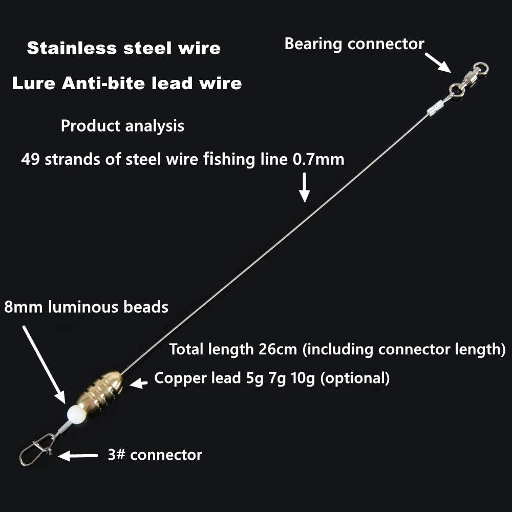 3PCS Fishing Tackle Leaders, Hi-Low Rig, Wire Leader with Swivel Snap  Assortment Stainless Steel Fishing Gear Gift Connect Lures Bait Rig Hooks  Fishing Wire Leader line 10g 3pcs