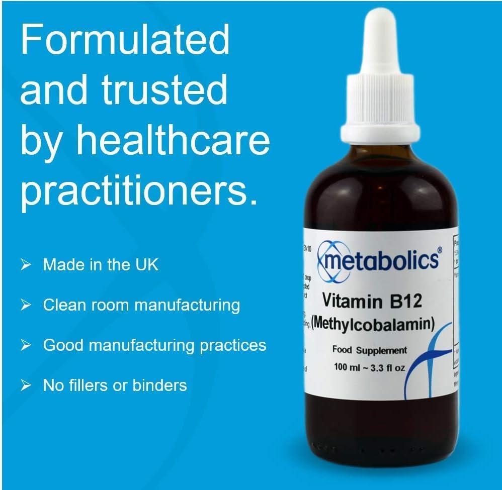 Metabolics Liquid B12 Methylcobalamin Supplement 100ml - Reduce Fatigue,  Additive Free | Buy Now with Express International Delivery | GoSupps.com