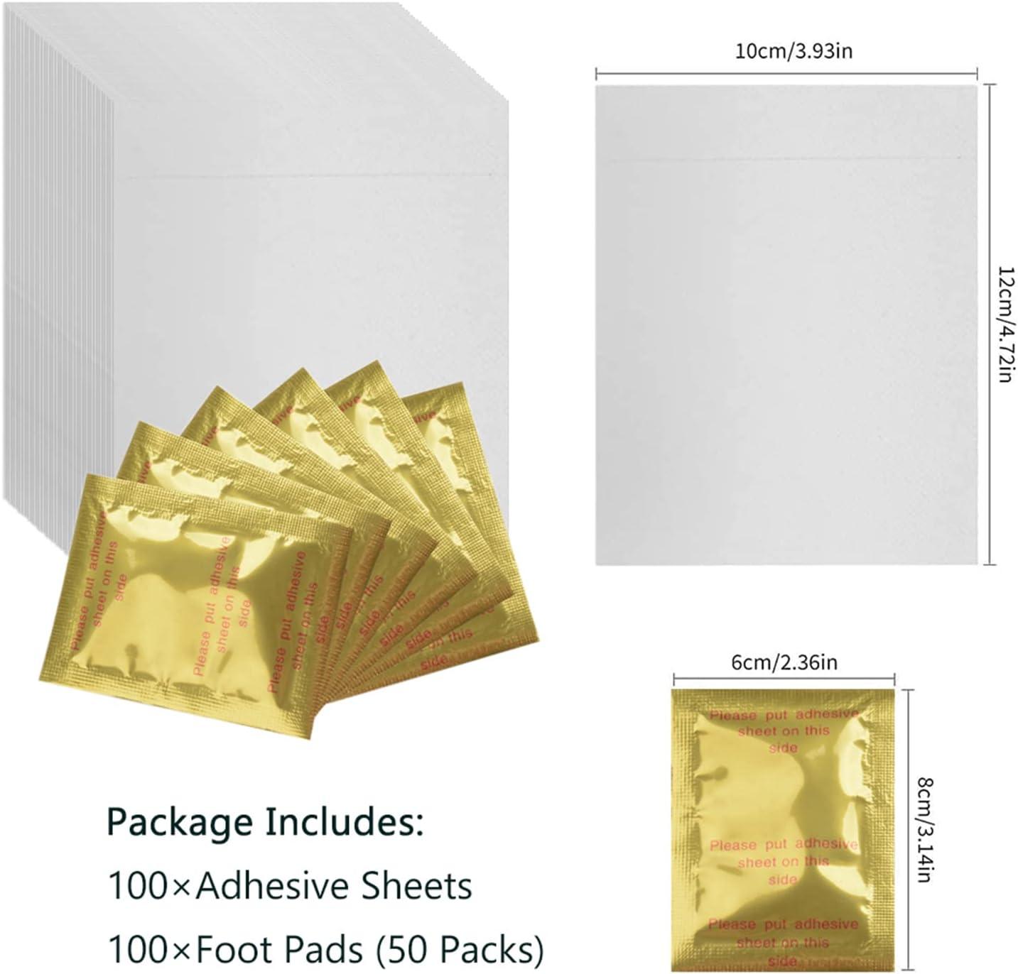 Foot Pads, 100 Ginger Foot Pads and 100 Adhesive Sheets for AntiStress