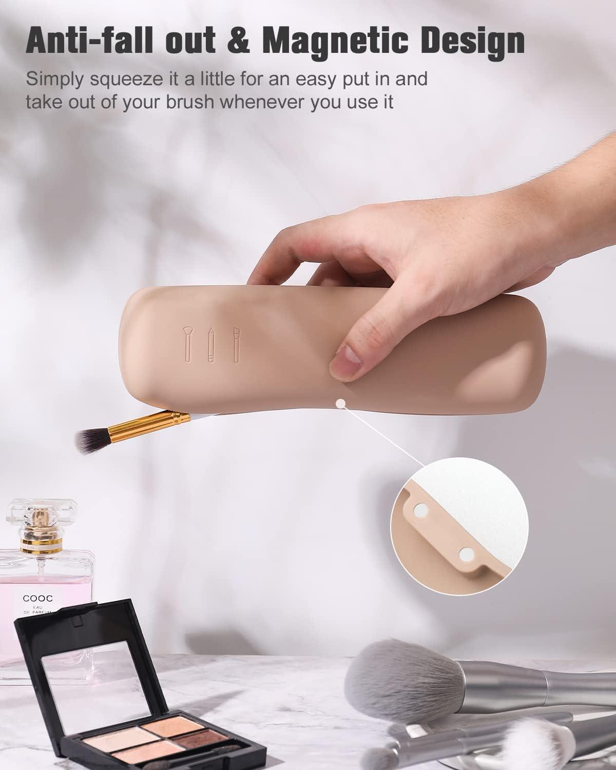 FERYES Makeup Brush Holder, Magnetic Closure Silicon Portable