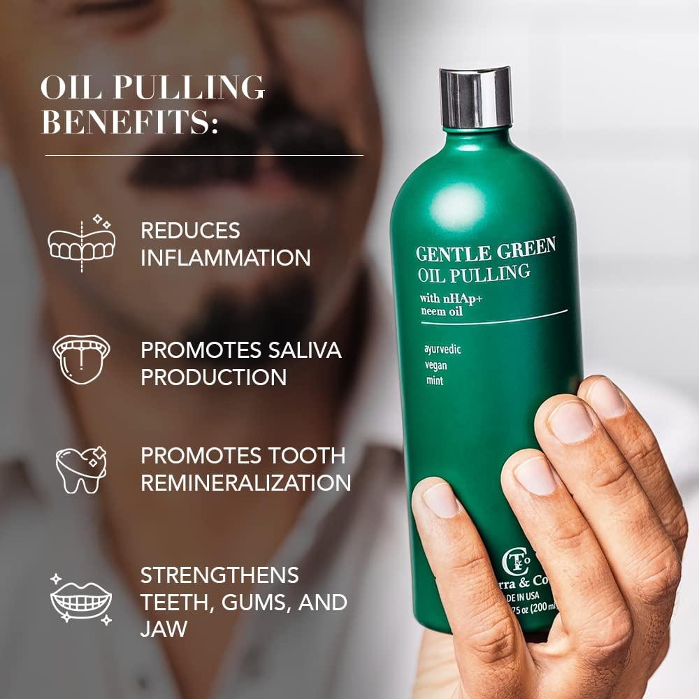 Terra & Co. Green Oil Pulling and Tongue Scraper Set with