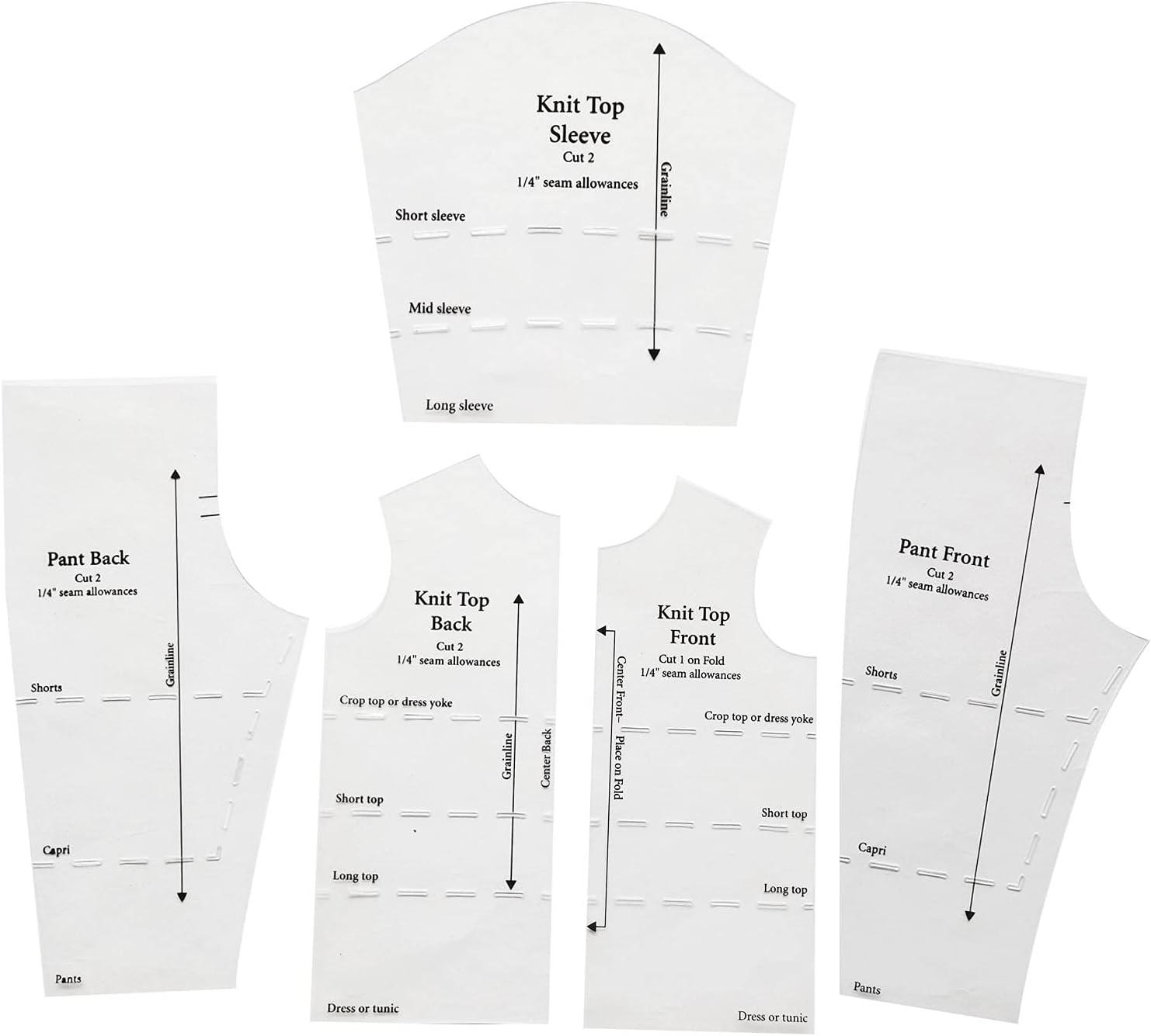 YICBOR Quilting Rulers and Templates, Quick-Trace Doll Fashions Templates  Wardrobe Basic Using Five Durable Plastic Template Patterns(1Set5pcs)