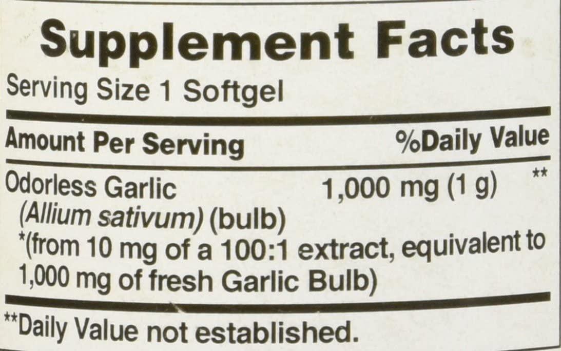 Puritan's Pride Odorless Garlic 1000 Mg Rapid Release Softgels 250Count