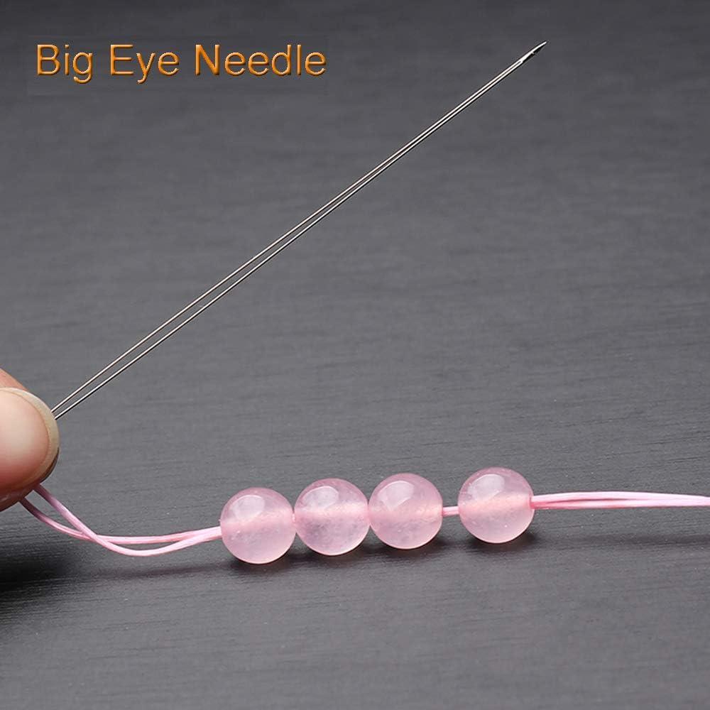 Zxiixz 18 PCS Beading Needles, 6 Sizes Beading Big Eye Needles Seed Beads  Needles Large Eye Collapsible Beading Needles Set with Needle Bottle for