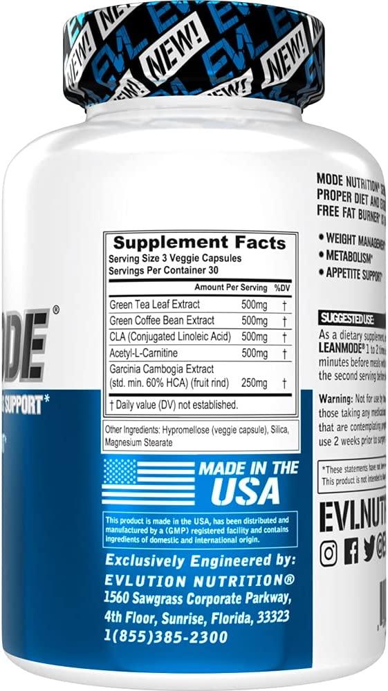 Evlution Nutrition Lean Mode - Stimulant-Free Weight Loss Support with  Green Coffee, Carnitine, CLA, Green Tea, Garcinia Cambogia - 30 Servings |  Buy Now with Express International Delivery
