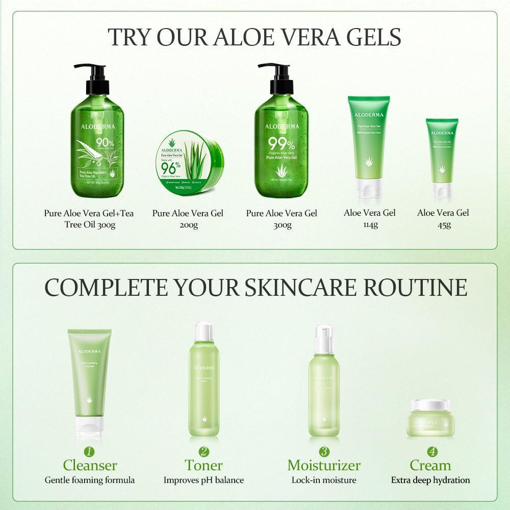 Aloderma Organic Aloe Vera Gel with Tea Tree Oil | Soothing Pure Aloe for  Face & Skin | 10.6 Oz - Fast International Shipping