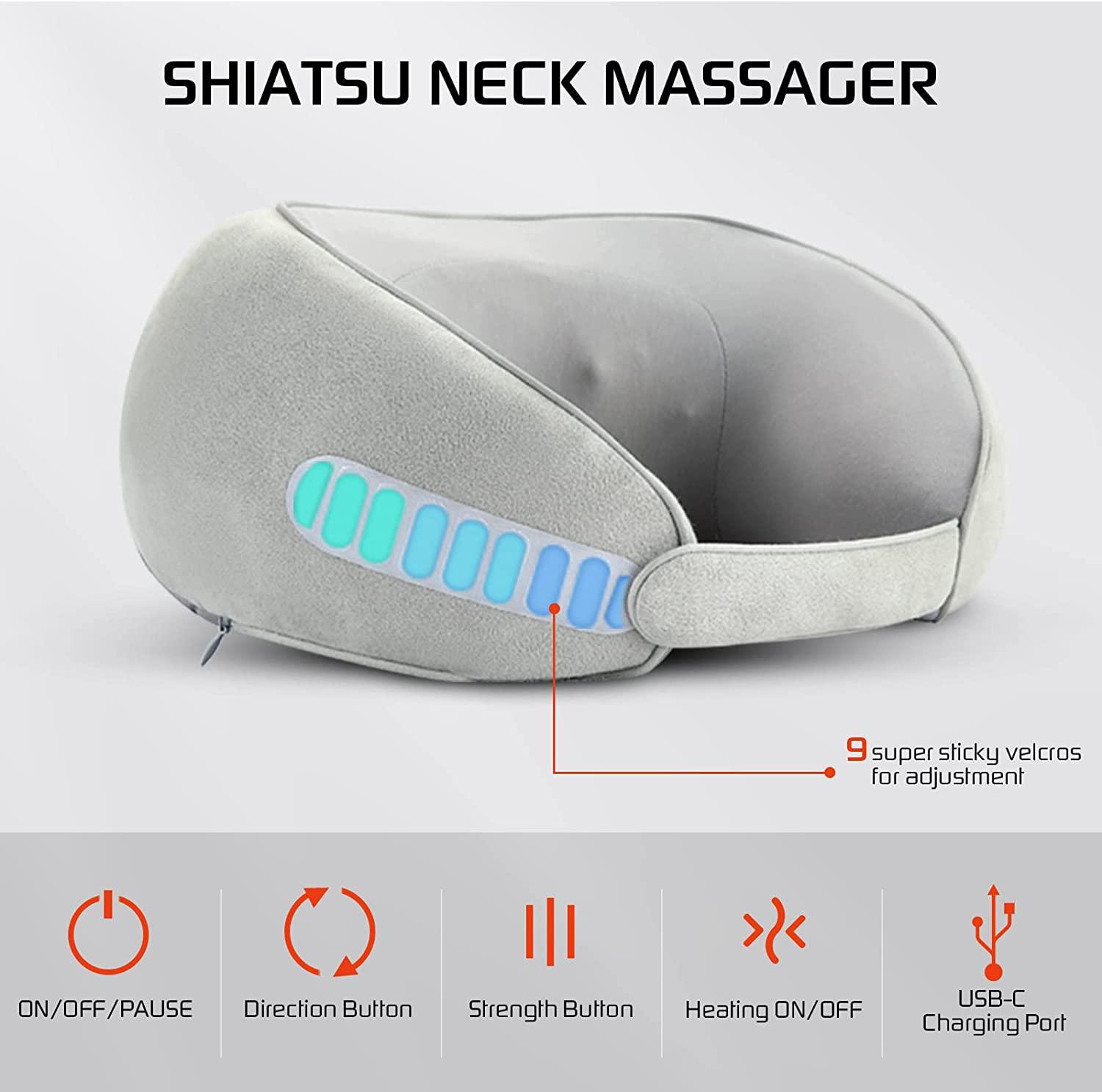 CONQUECO Shiatsu Neck Massager: Neck and Back Massager with Heat - Electric  Rechargeable Cordless Cushion Soft 3D Kneading Beads for Pain Relief  Cervical Relax, Gift, Home, Office