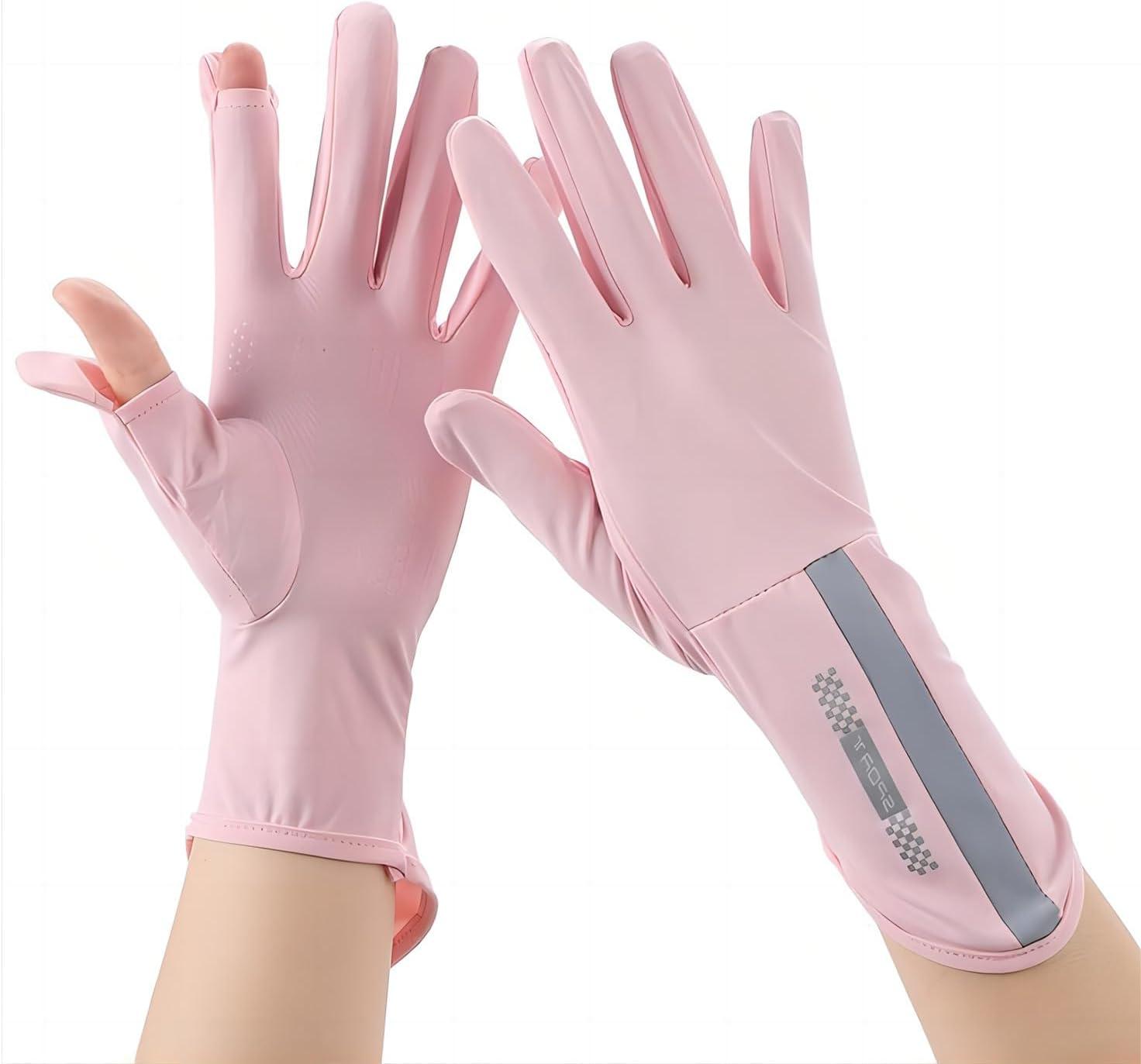 Gants De Conduite Anti-UV, Pleins Doigts Tactiles Pour Femme, Protection Solaire Beige