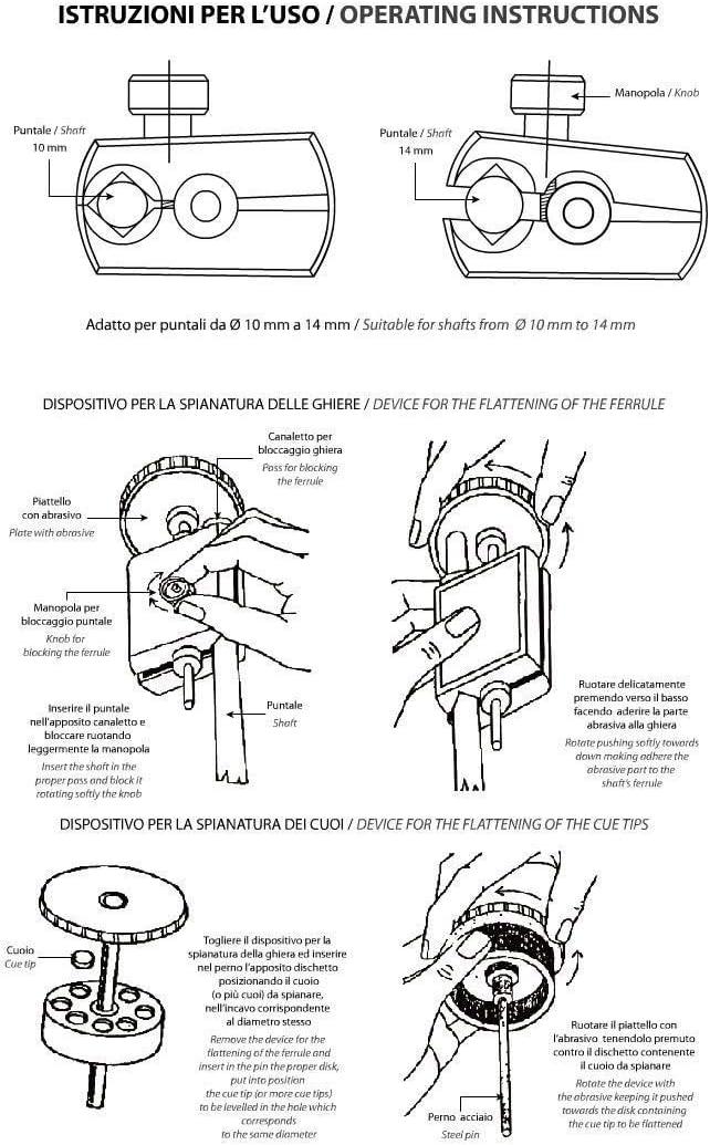 Norditalia Jolly Cue Repair Tool 2 in 1 for Sanding Flattening Billiard ...