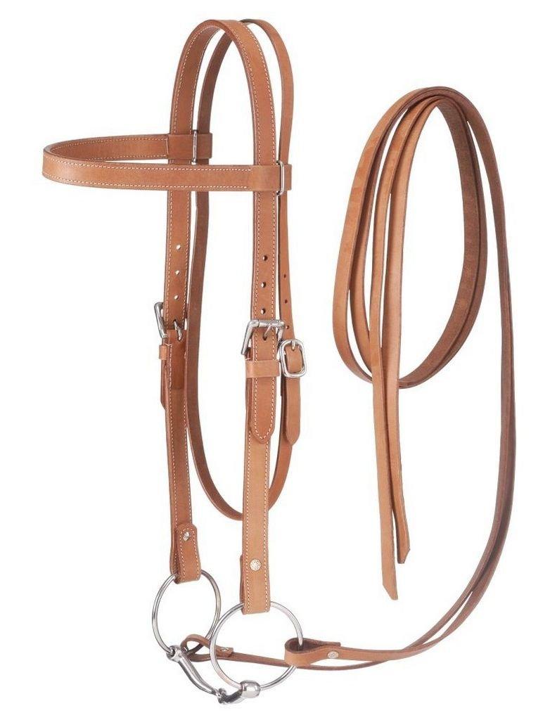 Tough 1 Western Leather Browband Draft Bridle Light Oil