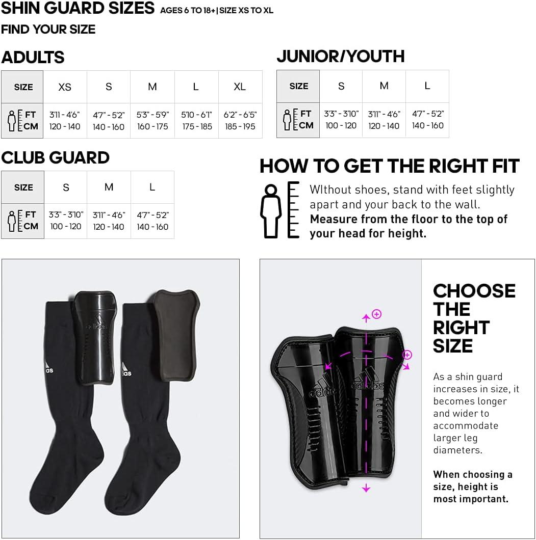 adidas Unisex-Adult Tiro Soft Ground League Shin Guards Small  White/Black/Black