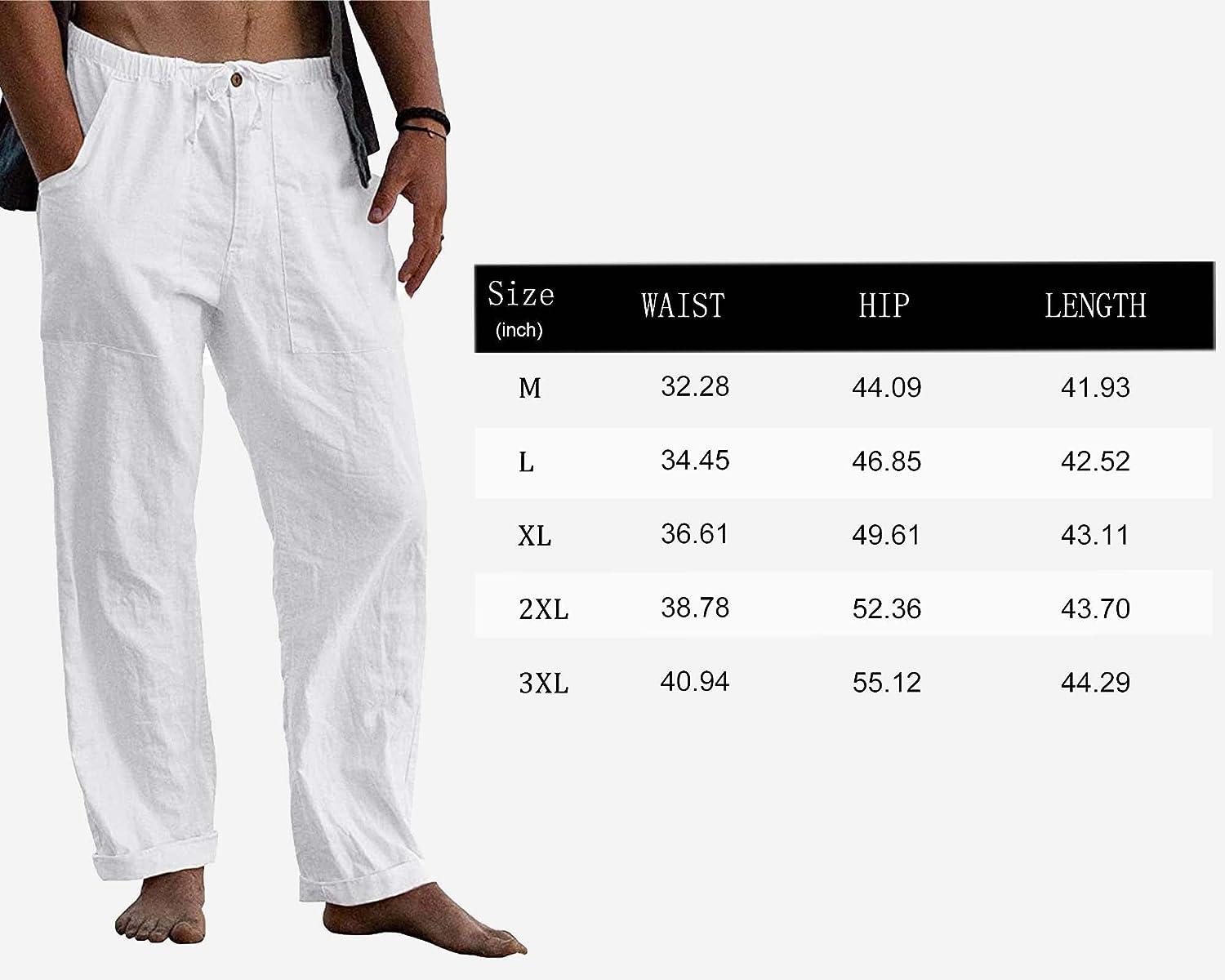 New Casual Mens Solid Cotton Linen Trousers Fashion Loose High Waist Beach  Pants | eBay