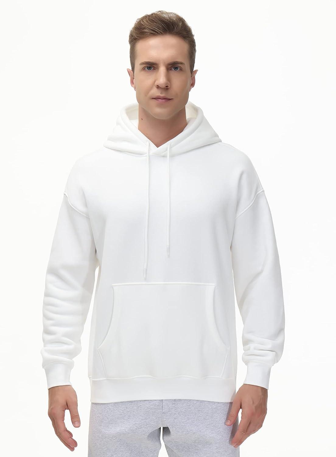 THE GYM PEOPLE Men's Fleece Pullover Hoodie Loose Fit Ultra Soft Hooded  Sweatshirt With Pockets White Large