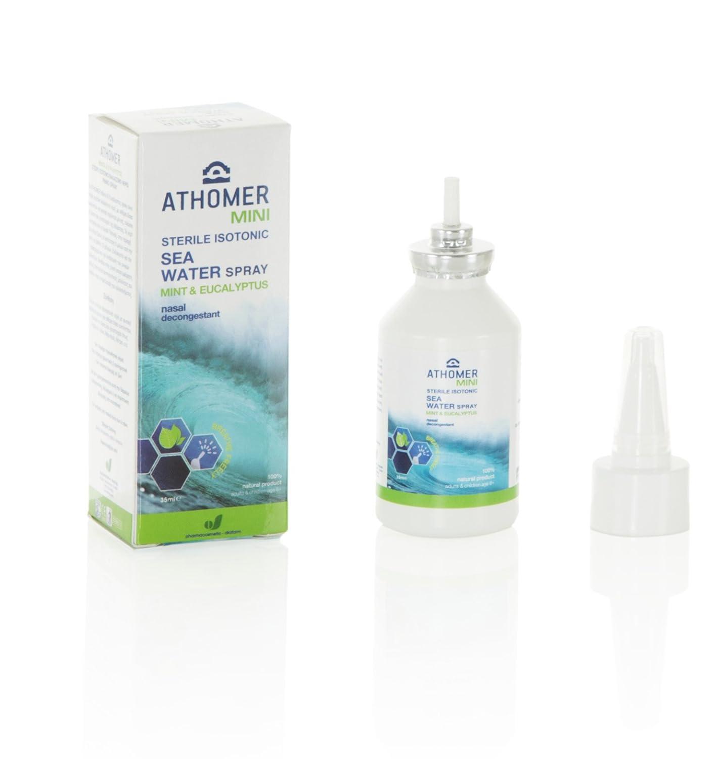 All Natural Seawater Nasal Spray with Mint and Eucalyptus for Colds