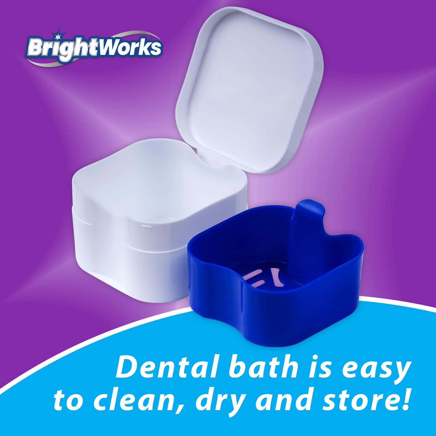 BrightWorks Dental Bath for Nightguards Dentures Retainers Pack of 3