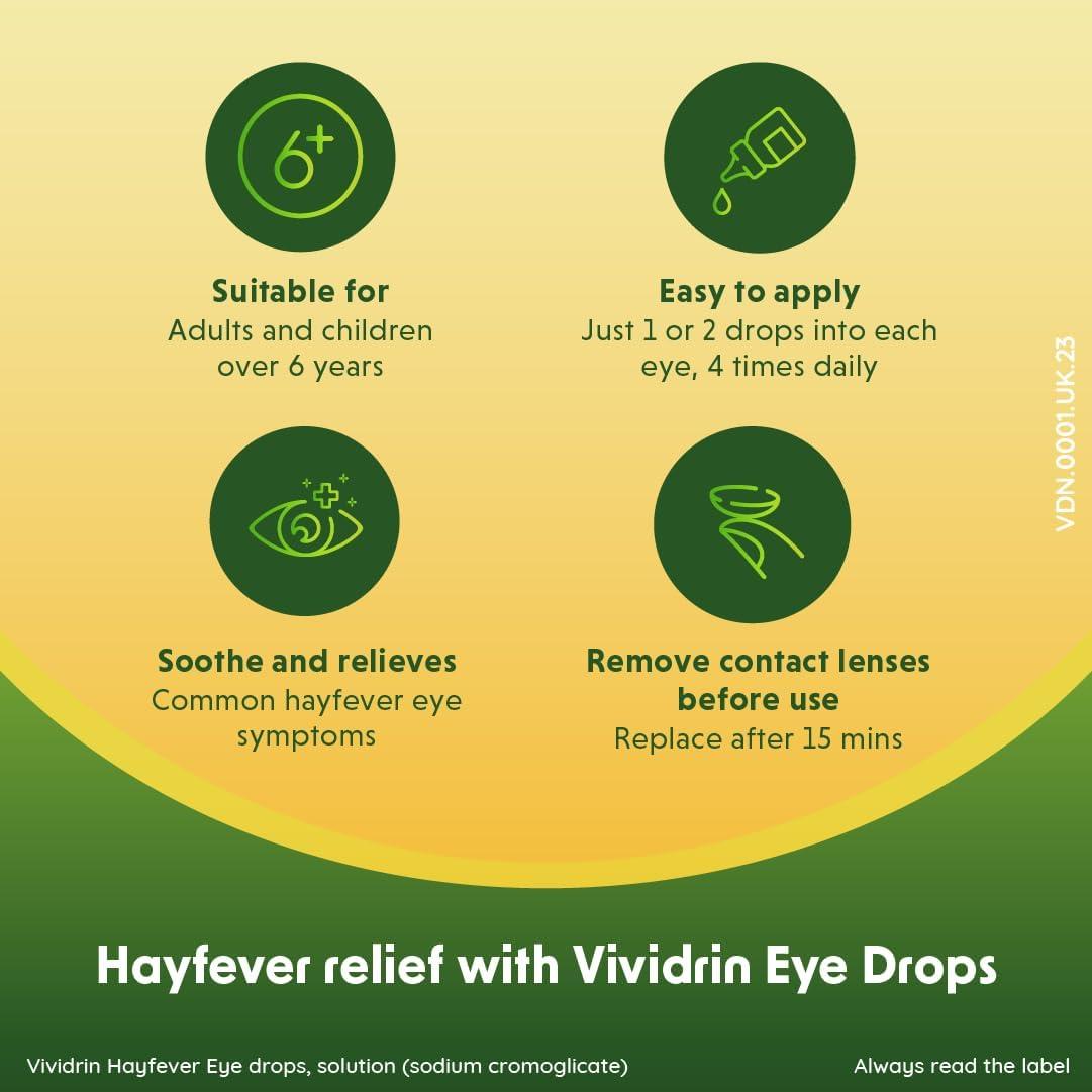 Vividrin Hayfever Eye Drops 10ml Contains Sodium Cromoglicate for