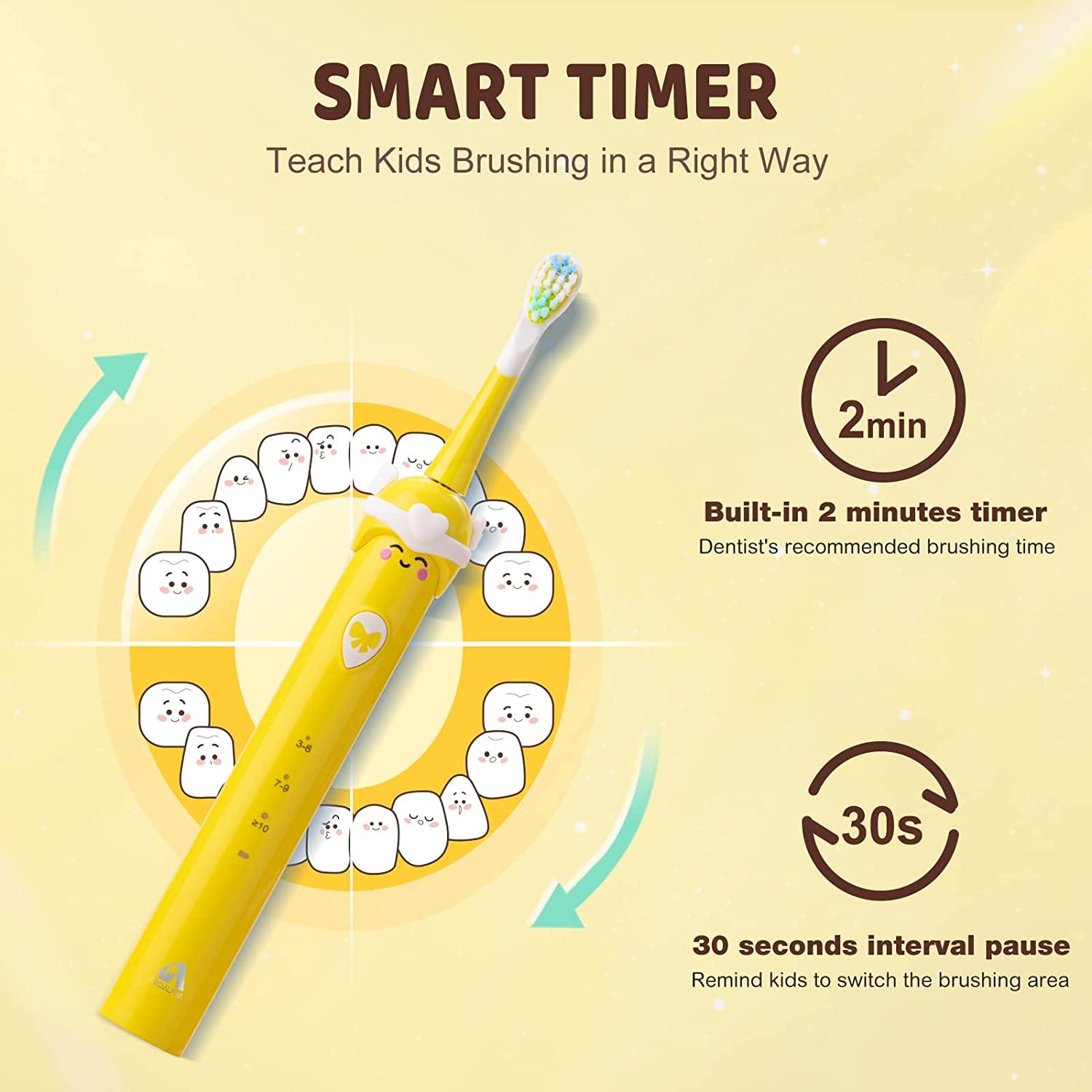 Kids Sonic Toothbrushes for Age 312, Wireless Rechargeable Electric