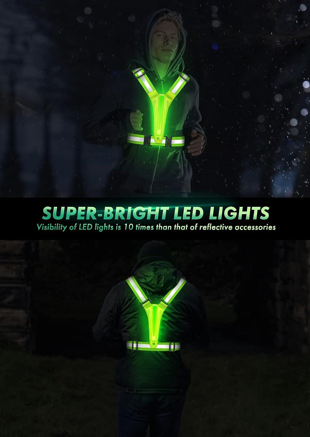 Fokia Kunbio LED Reflective Running Vest Gear,Light Up Vest Runners Night Walking USB