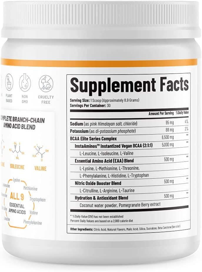 Snap BCAA Powder Essential Amino Supplement with Nitric Oxide Booster