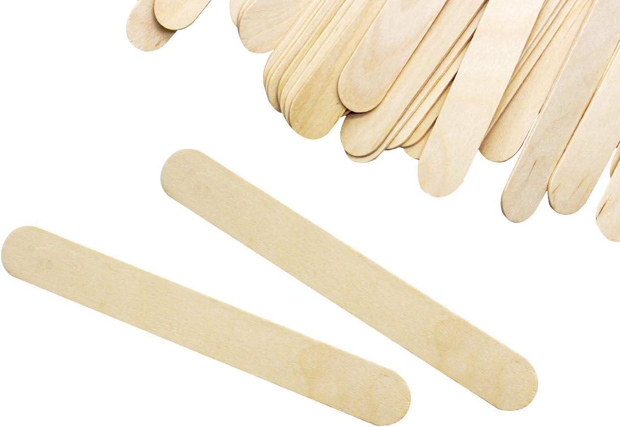 Amkoskr Natural Birch Wood Craft Sticks 8\" 200 Pcs 8 inch Tongue